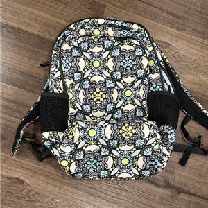 Vera Bradley Floral Backpack - Black, Yellow, Blue